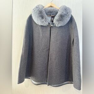 Vince Camuto Gray Coat with Faux Fur Collar